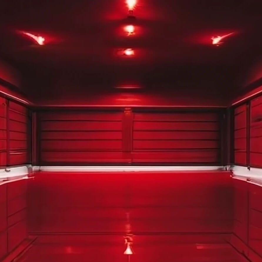 Red Building with with Wet Red Epoxy Flooring