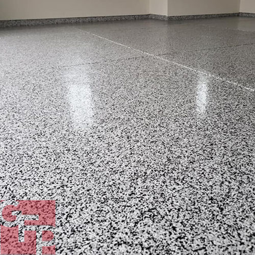 Polyaspartic Floor Coating with Flake Chips