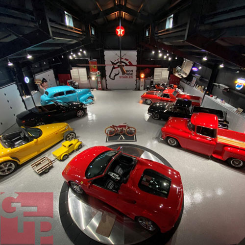 Showroom Epoxy Flooring with Collector Cars