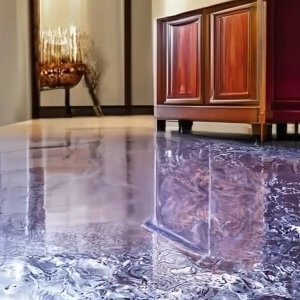 Metallic marble silver floor